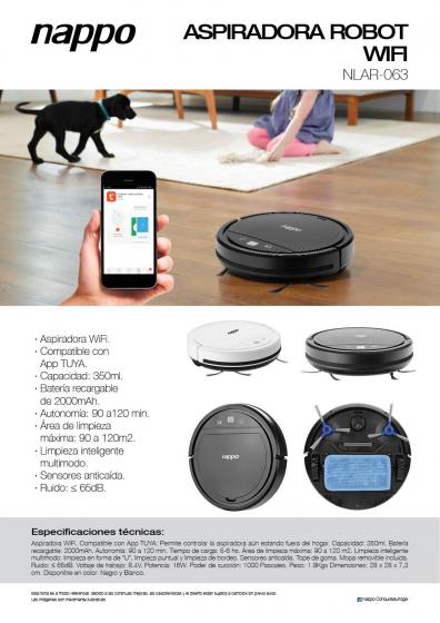 ASPIRADORA ROBOT NAPPO NLAR-063 C/WF BLANCA