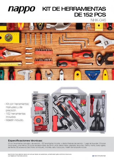 KIT CAJA DE HERRAMIENTAS 152PCS NHK-046