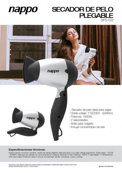 SECADOR DE PELO DE VIAJE NAPPO NPS-022 1500W Envios a todo el