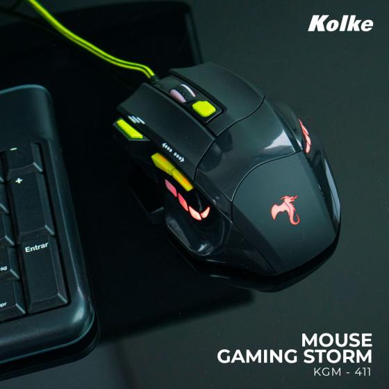 Mouse Óptico Kolke Gamer USB KGM-411 Negro y Verde