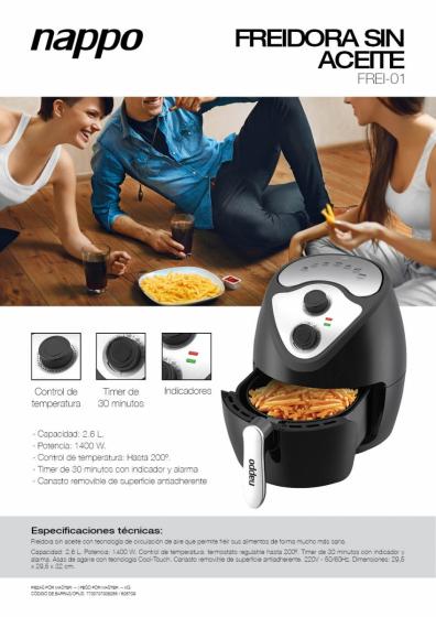 Freidora sin Aceite Air Fryer NAPPO FREI-01 2.6L