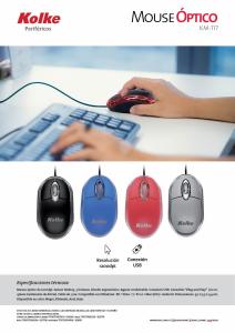 Mouse Óptico USB KOLKE KM-117 con Luz (Azul)