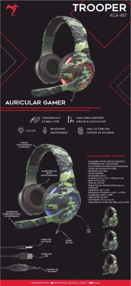 Auricular Gamer KOLKE Trooper KGA-487 Luz Roja