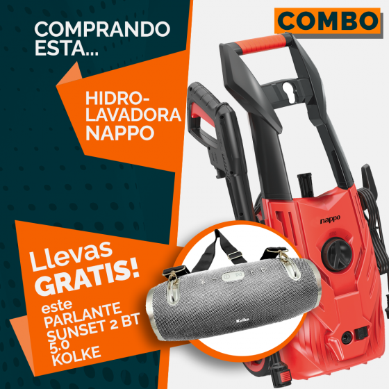 Combo Hidrolavadora Nappo NHH-018 + Parlante Kolke Sunset 2 BT 5.0 KPM-436 Gris