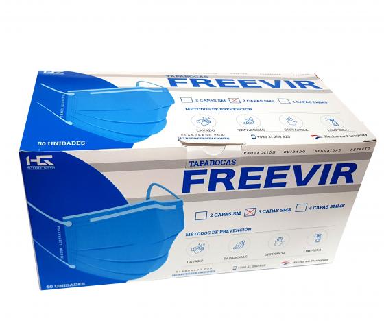 Tapaboca Triple Capa Freevir Paq. 50 Unid