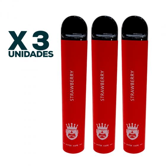 Hyper Vape Strawberry Extra X3 unidades - 1500 puffs