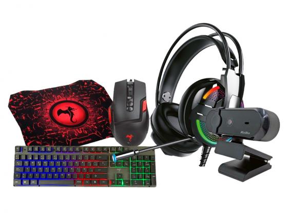 Combo Mouse Gamer + Pad Gamer + Teclado Gamer + Cámara Web + Auricular Gamer