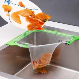 Kit soporte triangular con malla desechable para drenar desechos de cocina en el fregadero