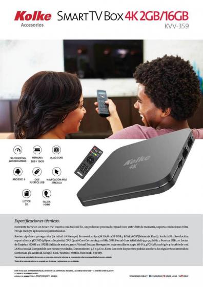 Smart TV Box Kolke KVV-359 S905W Ultra HD 4K 2G/16G