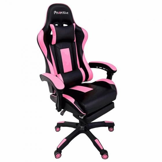 Silla Gamer Phantom Empoli Negro/Rosa con Reposapies