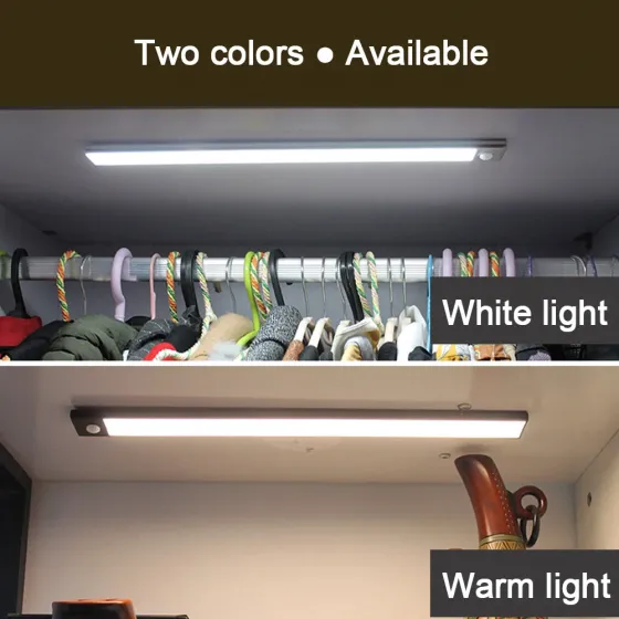 Luz LED de noche para armario con Sensor de movimiento PIR, ultrafina, carga USB