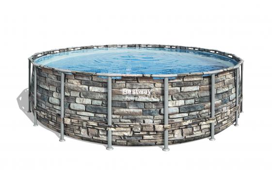Piscina redonda c/ est. met. Bestway 26.000lt Diseño Piedras. 56886