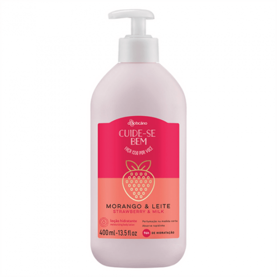 Crema Hidratante Corporal oBoticario Cuide-se Bem Morango Y Leche, 400ml