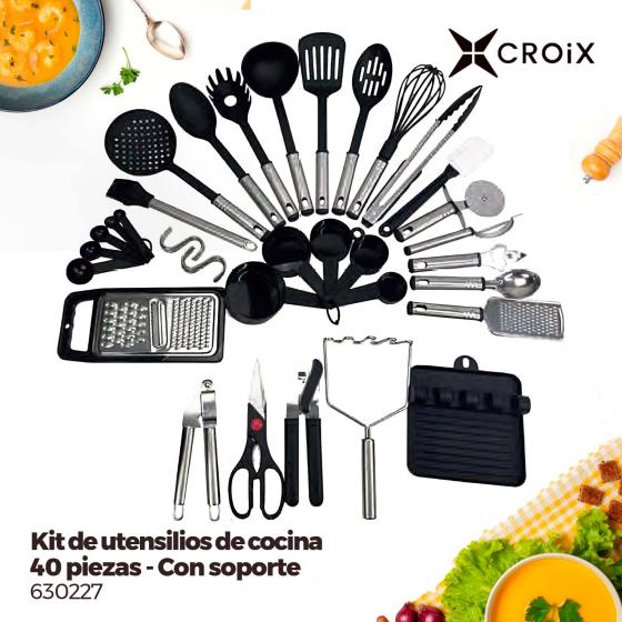 KIT de utensilios de cocina con soporte 40 piezas CROIX