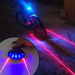 2x1 Luces LED traseras impermeables para bicicleta con luces de seguridad láser