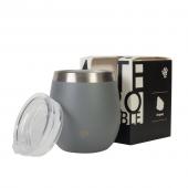 Guampa Mate Terrano Acero Inox con Tapa Gris