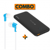 Cargador Portátil Power Bank Kolke KCP-452 Color Negro + Auricular intrauditivo KOLKE KAI-343 Celeste