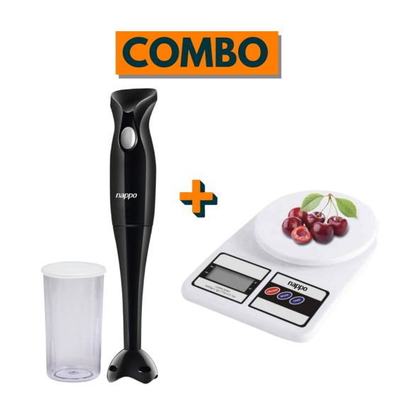 Batidora de Mano Mixer con 1 Vaso NAPPO + Balanza electrónica de cocina Nappo NEB-090