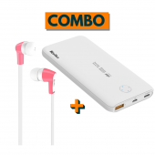 Cargador Portátil Power Bank Kolke KCP-452 color Blanco + Auricular intrauditivo KOLKE KAI-343 Rosa