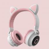 Auricular Cat Bluetooth Havit BT028C con micrófono color Rosa / Gris