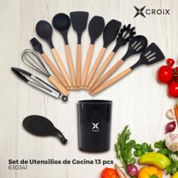 Kit X9 Utensilios De Cocina Antiadherentes Silicona Negro