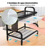 ESCURRIDOR DE VAJILLA DECOTEAM 2 NIVELES DCE-009 NEGRO