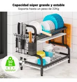 ESCURRIDOR DE VAJILLA DECOTEAM 2 NIVELES DCE-009 NEGRO