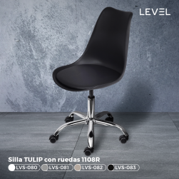 SILLA LEVEL Color Negro TULIP C/ RUEDAS 1108R LVS-083