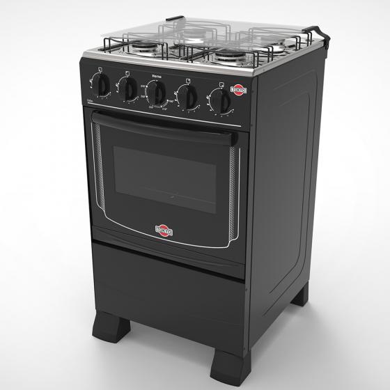 COCINA A GAS TOKYO DALLAS NEGRO 4H MESA INOX TAPA DE VIDRIO HORNO LIMPIA FACIL