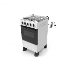 COCINA A GAS TOKYO BRAVO BLANCO 4H MESA INOX C/ENCENDIDO TAPA DE VIDRIO HORNO LI