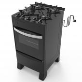 COCINA A GAS TOKYO BRAVO GLASS NEGRO 4H C/ENCENDIDO HORNO 50 LTS LIMPIA FACIL