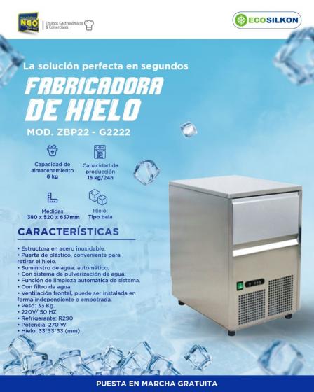 FABRICADORA DE HIELO ECOSILKON 15 KG/24H CAP DEPOSITO 6K INX FIL BALA MD ZBP22