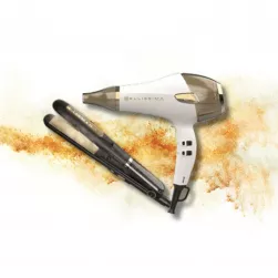 Set Gold Bellissima Planchita a Vapor + Secador Profesional Steam Ceramic & Keratin