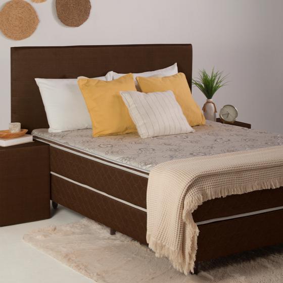 SOMMIER NOGAL CALMA 160X200 MARRON CHOCOLATE JUEGO COMPLETO