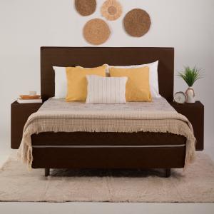 SOMMIER NOGAL CALMA 140X190 MARRON CHOCOLATE JUEGO COMPLETO