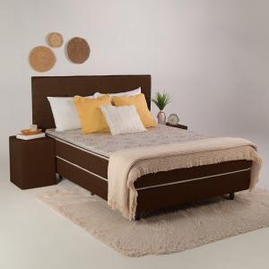 SOMMIER NOGAL CALMA 140X190 MARRON CHOCOLATE JUEGO COMPLETO