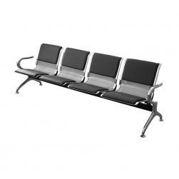 SILLA DE ESPERA TANDEM 4 CUERPOS CENTURY (ALMOHADON NEGRO) LEVEL