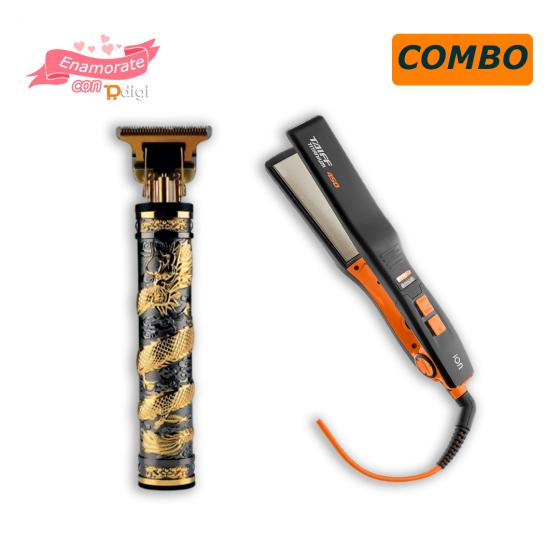 Combo enamorados planchita taiff titanium 450 + barbeador mega star recargable.