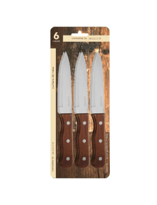 SET X6PZAS CUCHILLOS GRAN ASADO 1.5MM M.MADERA
