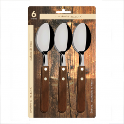SET 6PZAS CUCHARA DE MESA 1.2MM MANGO MADERA