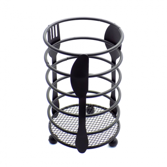 PORTACUBIERTOS METAL REDONDO D11X16CM METAL NEGRO