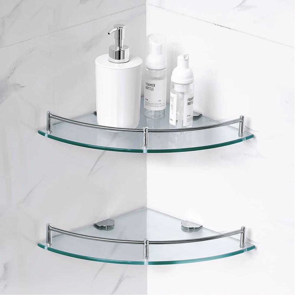 SET DE 4 ESTANTES ESQUINEROS DE VIDRIO DECOTEAM DBE-040