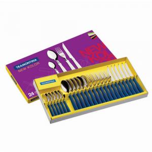 Juego cubiertos 24pzas. Azul New Kolor Caja 23199/162
