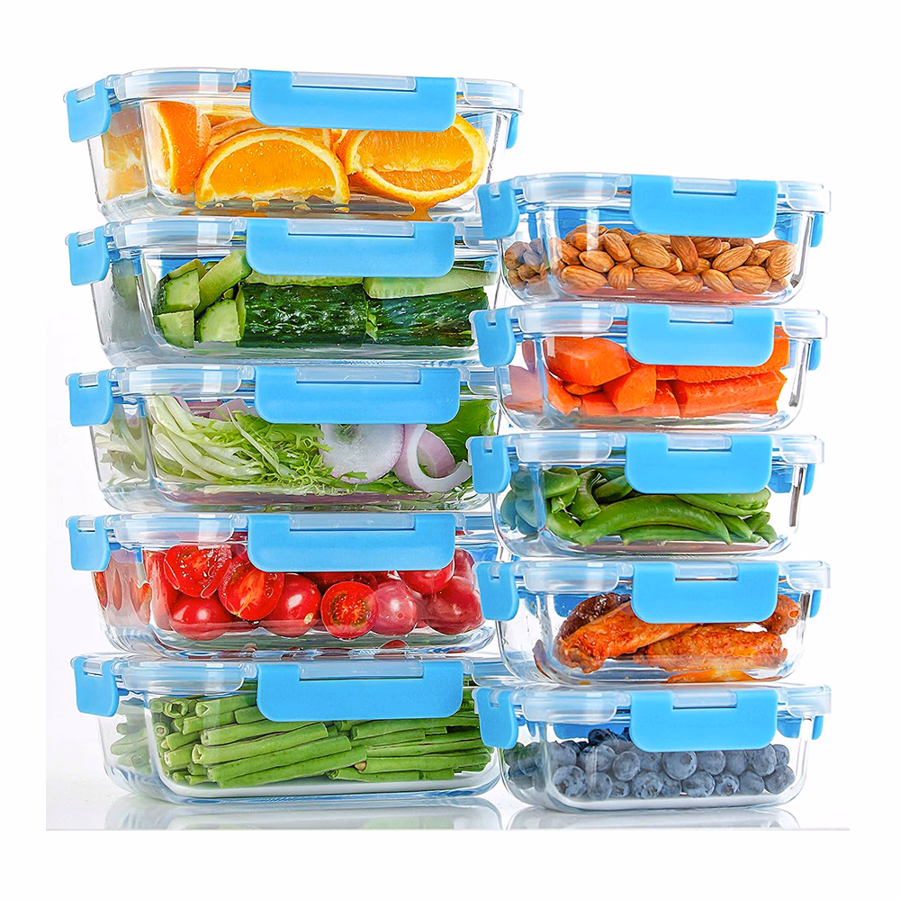 Set de recipientes de vidrio tapa hermética 10pcs CROIX CRC-017
