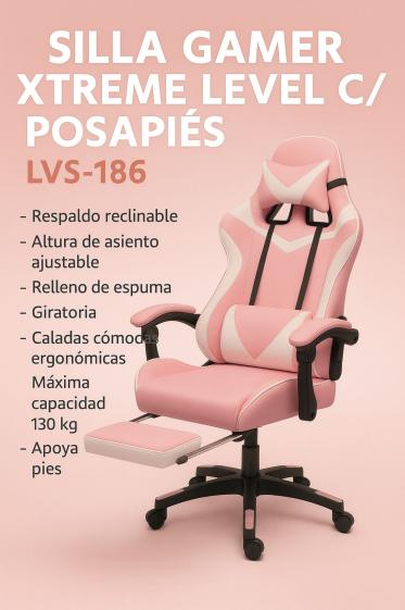 SILLA GAMER XTREME LEVEL C/ POSAPIES BC-ROSA