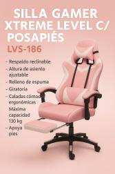 SILLA GAMER XTREME LEVEL C/ POSAPIES BC-ROSA