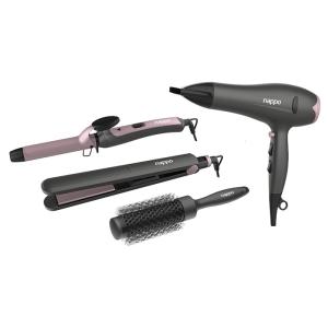 KIT 4 EN 1 PERFECTION: SECADOR, PLANCHITA, BUCLERA Y CEPILLO NAPPO NPK-271