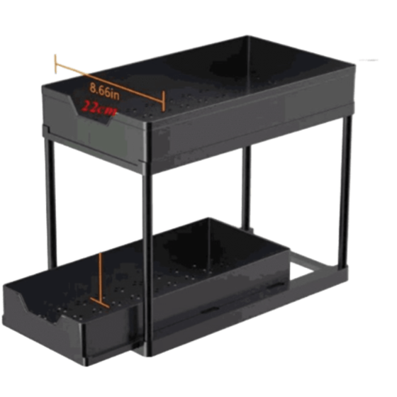 Estante doble para condimentos 40X22X33 NEGRO HIERRO+PLÁST.