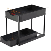 Estante doble para condimentos 40X22X33 NEGRO HIERRO+PLÁST.