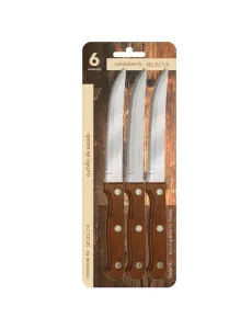 Set de 6 cuchillos para asado 1.2MM MANGO MADERA